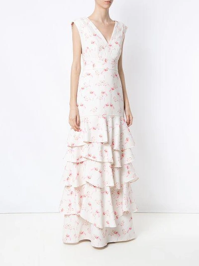 Shop Olympiah Flamingo Print Gown In White