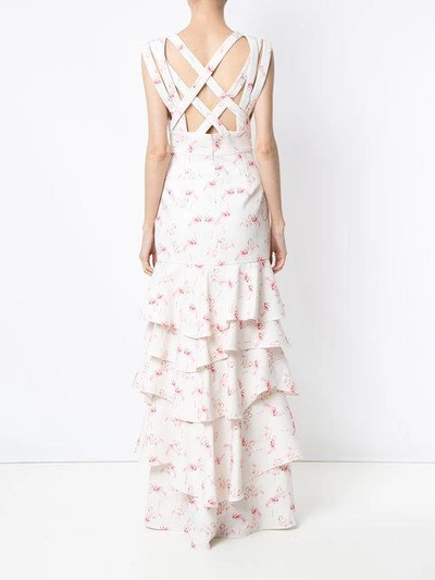 Shop Olympiah Flamingo Print Gown In White