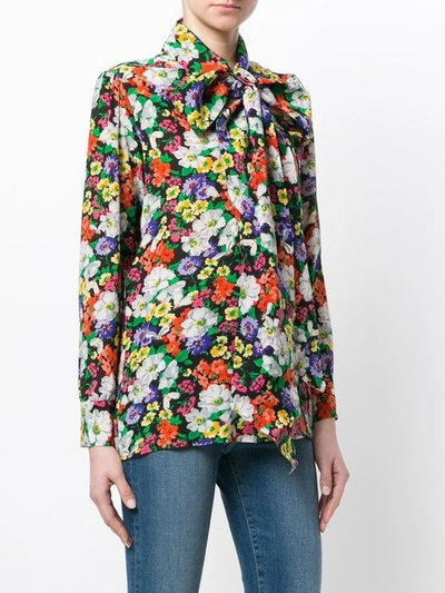 Shop Gucci Wildflowers Blouse With Pussy Bow Detail - Black