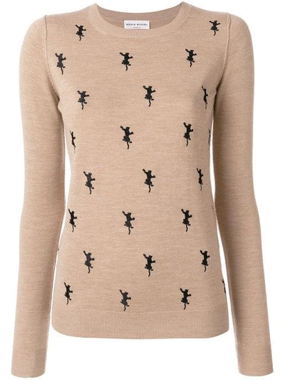 Shop Sonia Rykiel Embroidered Panther Jumper In Neutrals