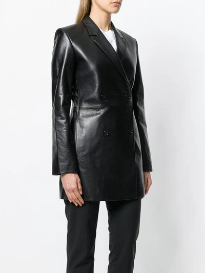 Shop Helmut Lang Long Line Leather Blazer - Black