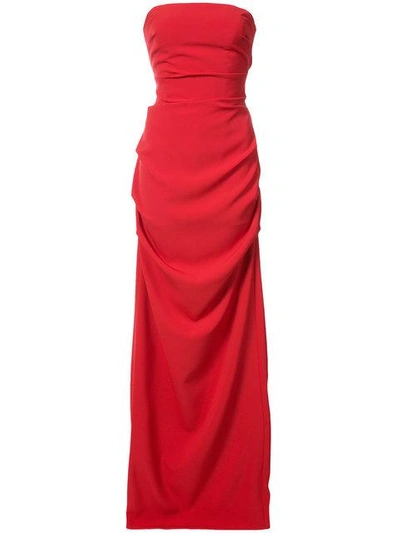 Shop Nicole Miller Felicity Strapless Gown In Red