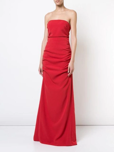 Shop Nicole Miller Felicity Strapless Gown In Red