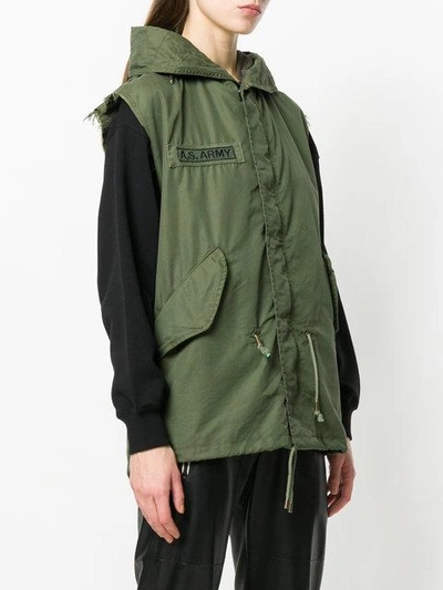 Shop As65 Embroidered Sleeveless Parka In Green