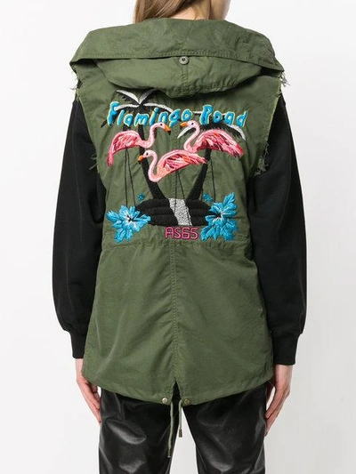Shop As65 Embroidered Sleeveless Parka In Green