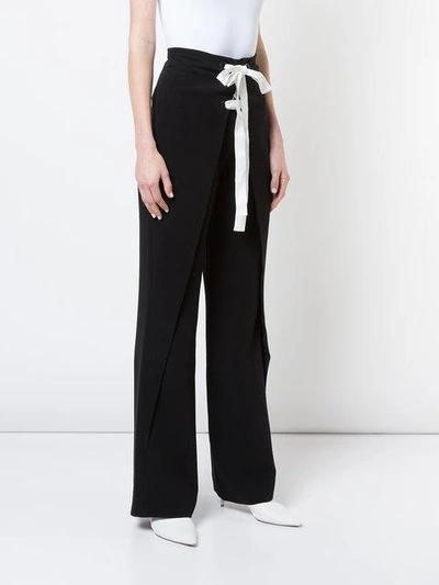 Shop Cinq À Sept Cinq A Sept Lace-up Flared Trousers - Black