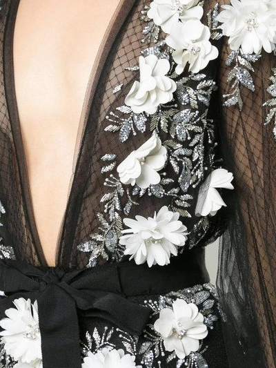 Shop Marchesa Embellished Lace Gown In Black
