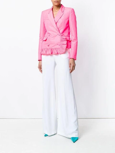 Shop Msgm Palazzo Trousers In White