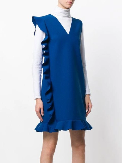 Shop Msgm Ruffled Trim Dress - Blue