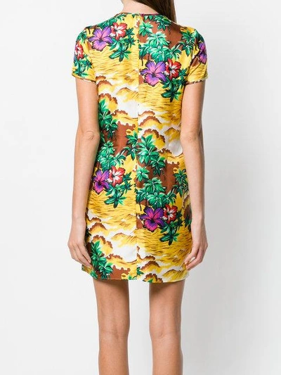 Shop Dsquared2 Floral Fitted Dress In Multicolour
