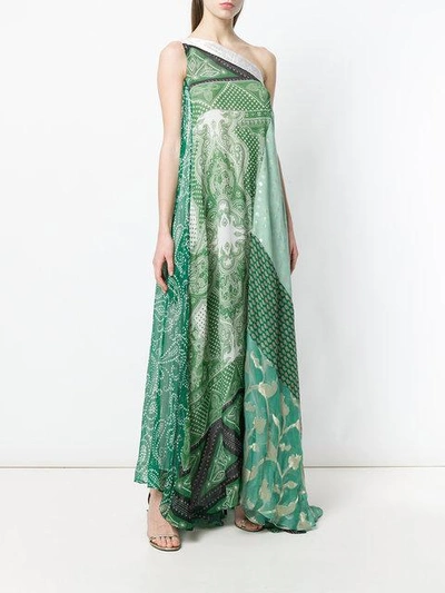 Shop Etro Patchwork Maxi Dress In Green