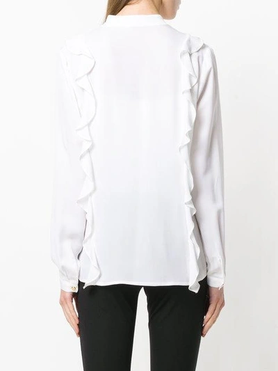 Shop Michael Michael Kors Ruffled Lace-up Blouse - White