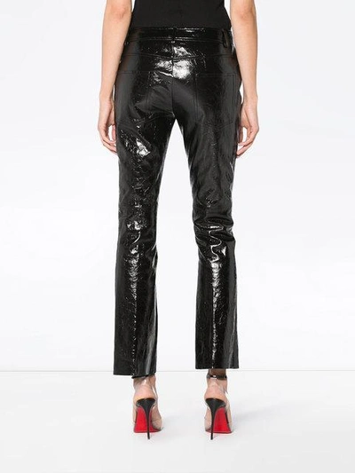 Shop Helmut Lang Leather Mid Rise Cropped Trousers - Black