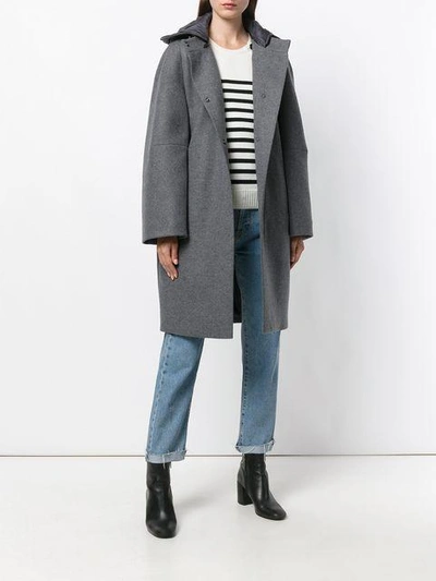 Shop Fay Cocoon Fitted Coat In Grey