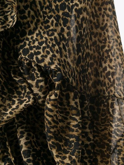 Shop Saint Laurent Leopard-print Asymmetric Blouse In Neutrals