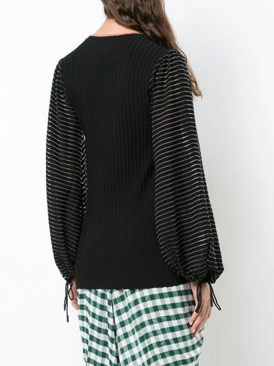 Shop Roksanda Devoré Stripe Blouse - Black