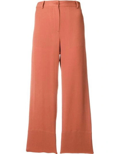 Shop Theory Straight Cropped Trousers In Yellow