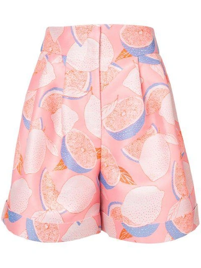 Shop Vika Gazinskaya Lemon Print Shorts - Pink
