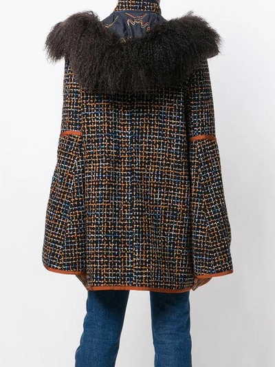 Shop Peter Pilotto Tweed Shearling Jacket In Blue