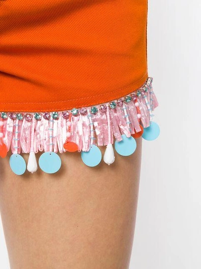 Shop Au Jour Le Jour Beaded Trim Shorts In Orange