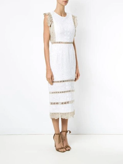 Shop Martha Medeiros Lace Midi Dress In White
