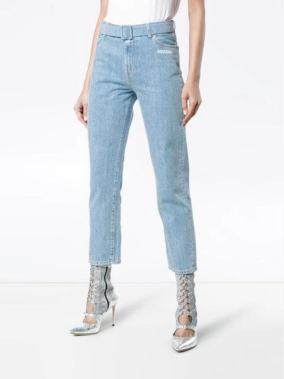Off-white Mid Rise Denim Cropped Jeans In Blue