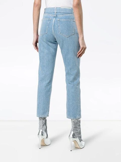 Shop Off-white Mid Rise Denim Cropped Jeans In Blue