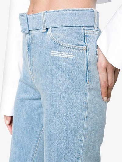 Shop Off-white Mid Rise Denim Cropped Jeans In Blue