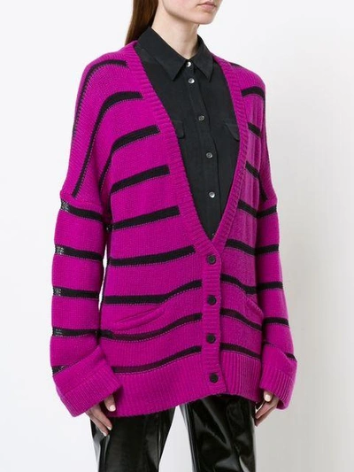 Shop Rta Striped Knitted Cardigan - Pink