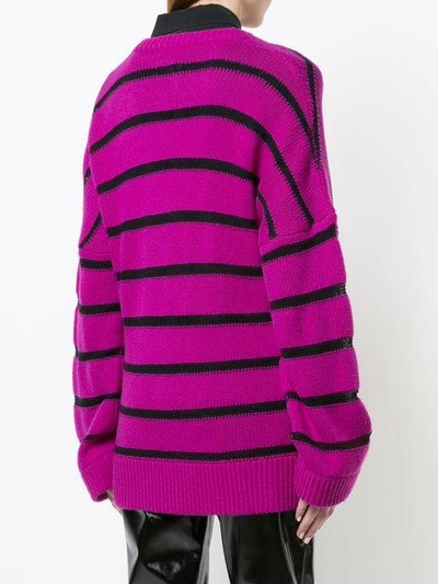 Shop Rta Striped Knitted Cardigan - Pink