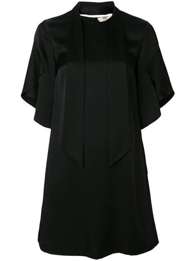 Shop Fendi Neck-tied Flared Dress - Black