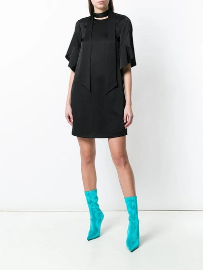 Shop Fendi Neck-tied Flared Dress - Black