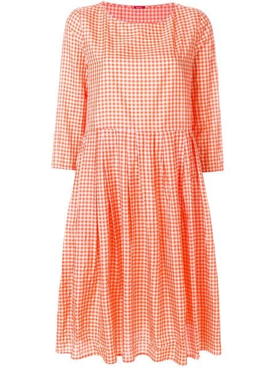 Shop Apuntob Gingham-print Dress - Yellow & Orange