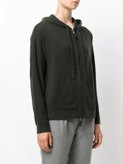 Shop Allude Zipped Knit Hoodie - Green