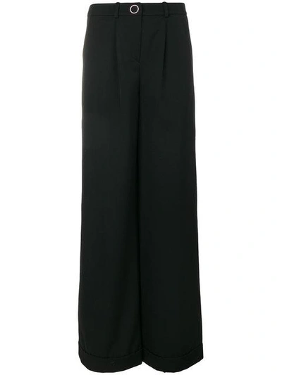 Shop Mugler Flared Trousers In Black