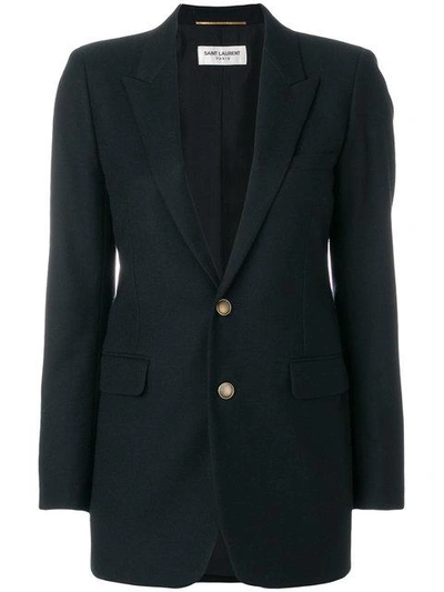 Shop Saint Laurent Single Breasted Plunge Blazer In Black