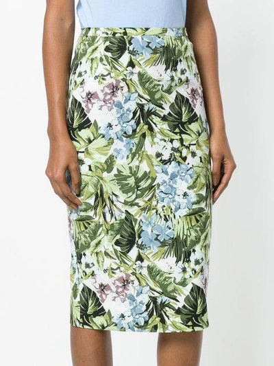 Shop Pinko Floral Print Pencil Skirt In Green