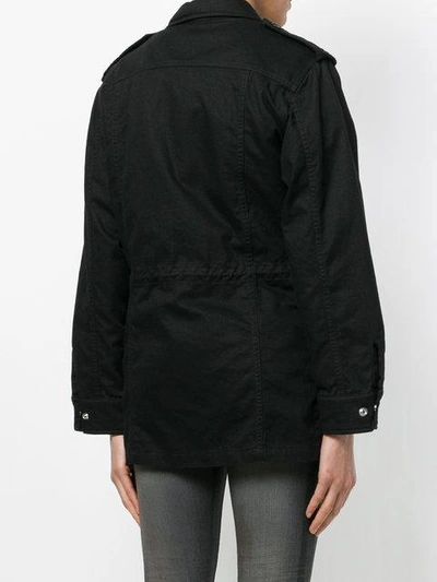 Shop Saint Laurent Zipped Fitted Coat In Black