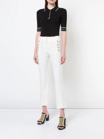 Shop Derek Lam 10 Crosby Flared Cropped Trousers In White
