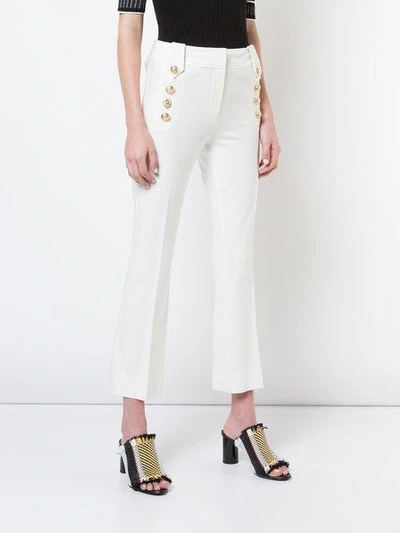 Shop Derek Lam 10 Crosby Flared Cropped Trousers In White