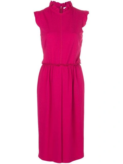 Shop Givenchy Frill Collar Midi Shift Dress In Pink
