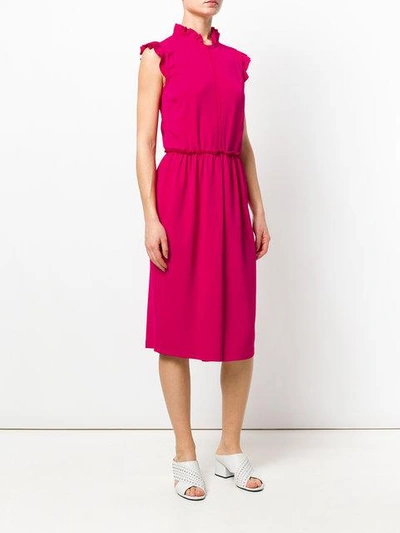 Shop Givenchy Frill Collar Midi Shift Dress In Pink