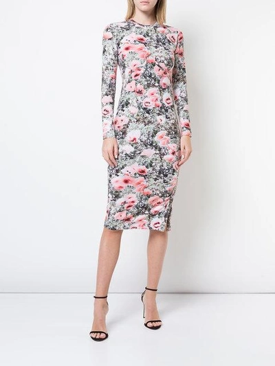 Shop Fleur Du Mal Floral Print Longsleeved Dress In Pink