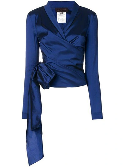 Shop Talbot Runhof Ruched Asymmetric Fitted Jacket In 495 (enzian)