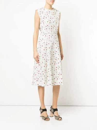 Shop Marni Printed Fit And Flare Dress In White
