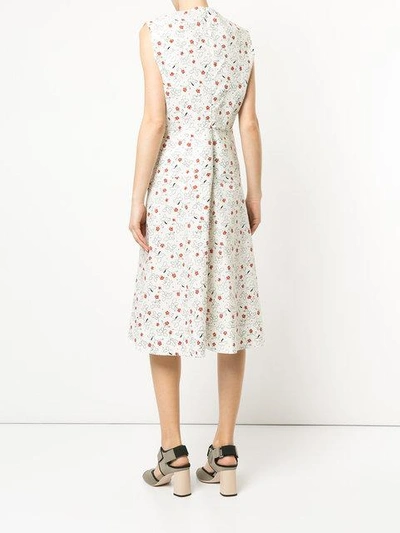 Shop Marni Printed Fit And Flare Dress In White