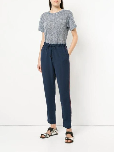 Shop Mads N0rgaard Drawstring Tapered Trousers In Blue