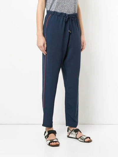Shop Mads N0rgaard Drawstring Tapered Trousers In Blue