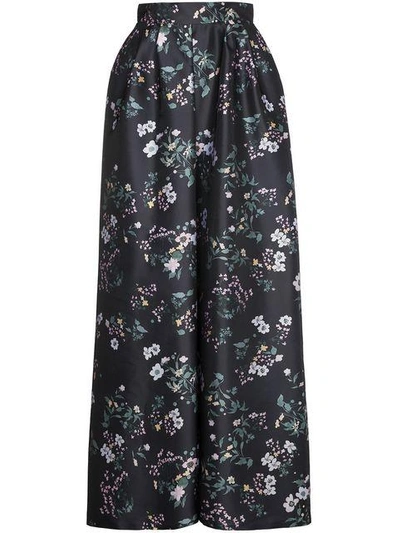 Shop Rochas Floral Satin Maxi Skirt - Black