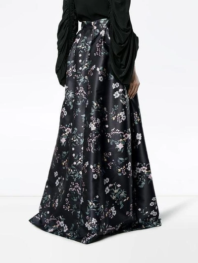 Shop Rochas Floral Satin Maxi Skirt - Black